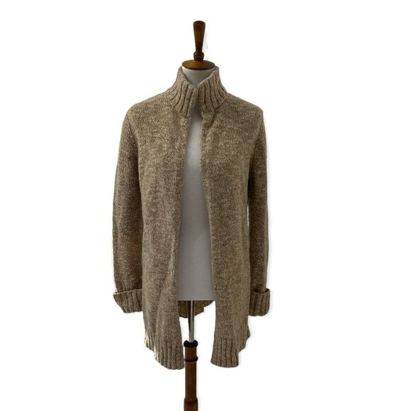 Loft beige oatmeal cozy open knit cardigan sweater medium - Picture 1 of 11